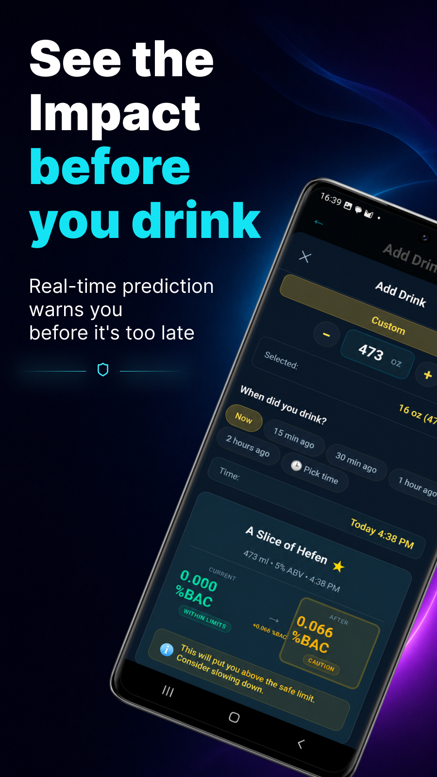 See the BAC impact before you drink with Alcophone