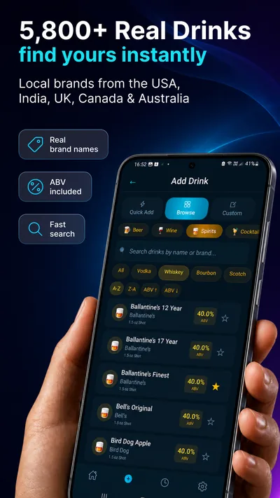 5,800+ real drinks database in Alcophone